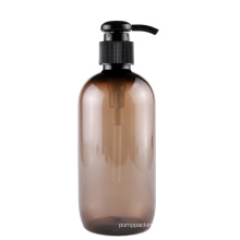 Custom Logo Clear Amber Empty 250ml Lotion Bottle Unique Plastic PET Hair Shampoo Soap Bottles with Pump